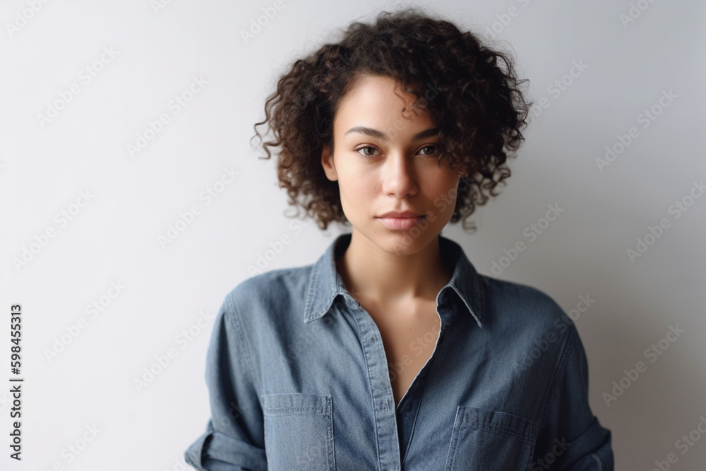 young adult woman with approved or satisfied expression on face. Generative AI young adult woman with approved or satisfied expression on face. Generative AI
