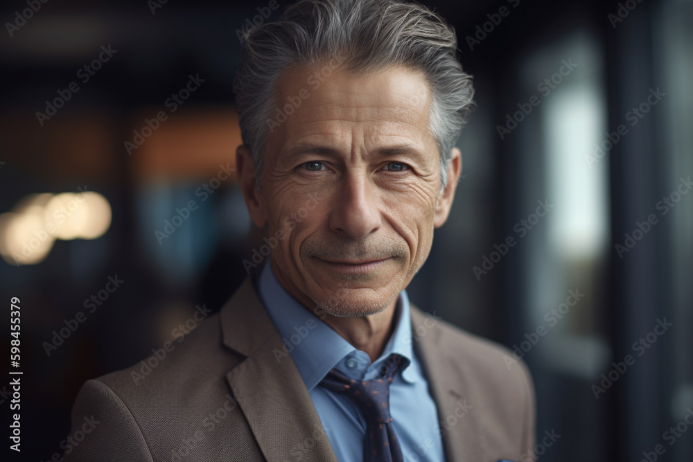 adult man in suit, standing in an office. Generative AI adult man in suit, standing in an office. Generative AI