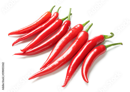 Fresh hot chili peppers isolated on white background