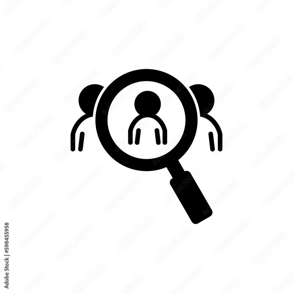 Hiring icon vector. search job vacancy icon. magnifying glass looking for people Hiring icon vector. search job vacancy icon. magnifying glass looking for people
