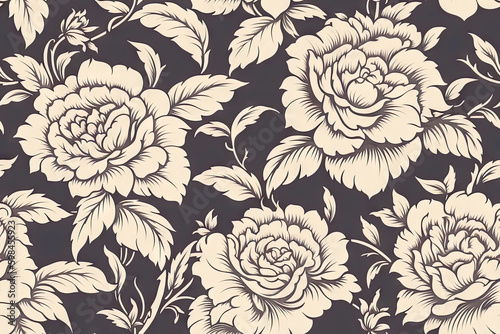 Rose flower seamless pattern. Floral seamless background. Generative AI