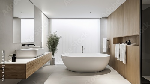 Minimalist bathroom with a minimalist design and clean lines  generative ai