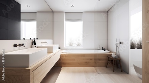 Wallpaper Mural Minimalist bathroom with a simple design and clean lines, generative ai Torontodigital.ca