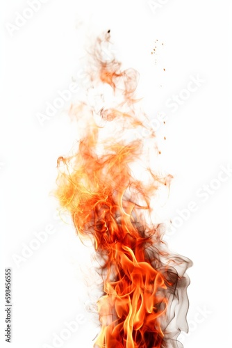 fire flames isolated on a white or background, generative AI