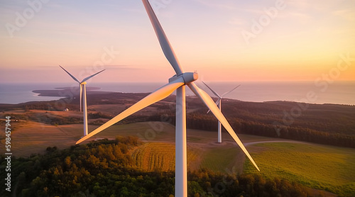 wind turbine at sunset