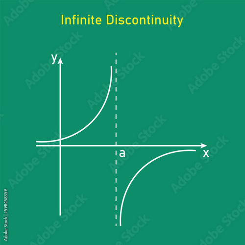 Types of discontinuity of a function. Infinite discontinuity. Limits and continuity. Vector illustration isolated on chalkboard. photo