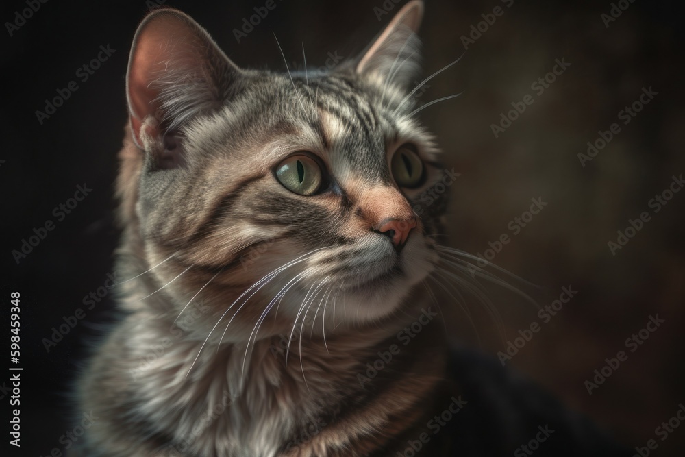Close-up portrait of a beautiful cat. AI generated, human enhanced