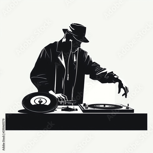 DJ isolated vector illustration on white background for logo, graphic design, advertising, and marketing. generative ai