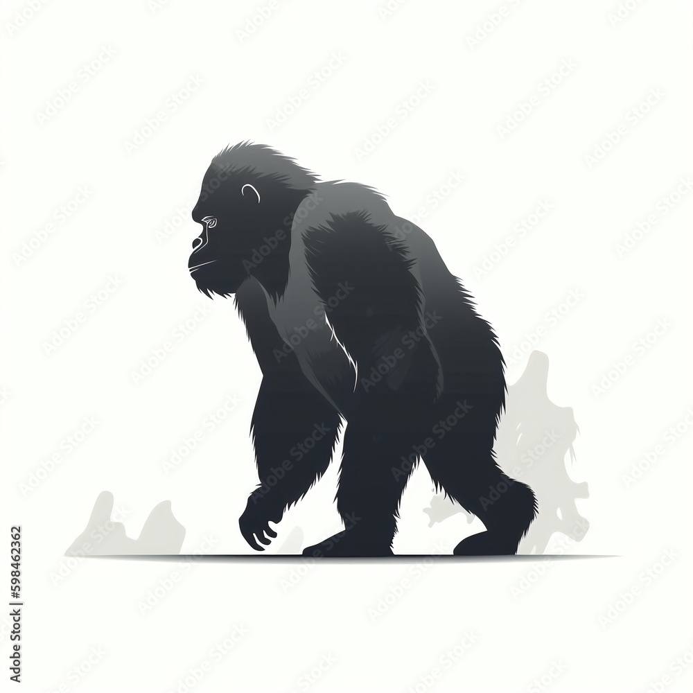 silhouette of gorilla isolated vector illustration on white background for animal logo, graphic icon, and modern home décor. perfect for wildlife and safari-themed designs. generative ai