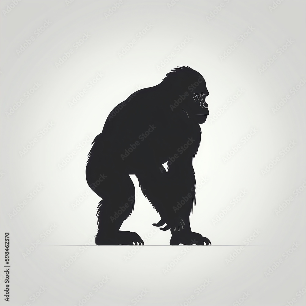silhouette of gorilla isolated vector illustration on white background for animal logo, graphic icon, and modern home décor. perfect for wildlife and safari-themed designs. generative ai silhouette of gorilla isolated vector illustration on white background for animal logo, graphic icon, and modern home décor. perfect for wildlife and safari-themed designs. generative ai