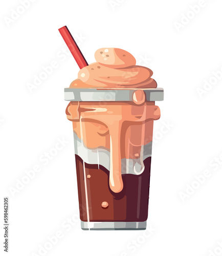 Refreshing smoothie in a plastic bucket, isolated Generative AI