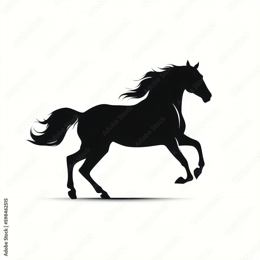 Obraz premium silhouette of horse isolated vector illustration on white background for animal logo, graphic icon, and modern home décor. perfect for wildlife and safari-themed designs. generative ai