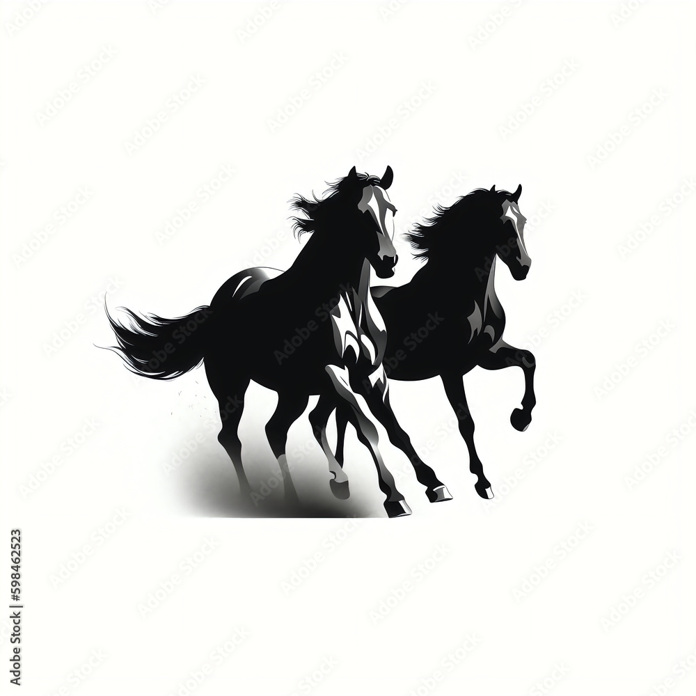 silhouette of horses isolated vector illustration on white background for animal logo, graphic icon, and modern home décor. perfect for wildlife and safari-themed designs. generative ai silhouette of horses isolated vector illustration on white background for animal logo, graphic icon, and modern home décor. perfect for wildlife and safari-themed designs. generative ai
