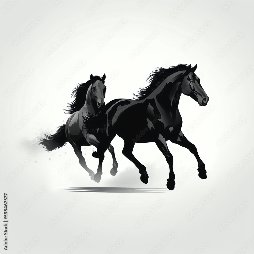 silhouette of horses isolated vector illustration on white background for animal logo, graphic icon, and modern home décor. perfect for wildlife and safari-themed designs. generative ai silhouette of horses isolated vector illustration on white background for animal logo, graphic icon, and modern home décor. perfect for wildlife and safari-themed designs. generative ai