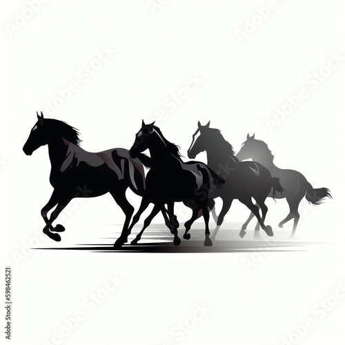 silhouette of horses isolated vector illustration on white background for animal logo, graphic icon, and modern home décor. perfect for wildlife and safari-themed designs. generative ai