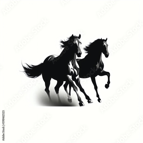 silhouette of horses isolated vector illustration on white background for animal logo  graphic icon  and modern home d  cor. perfect for wildlife and safari-themed designs. generative ai