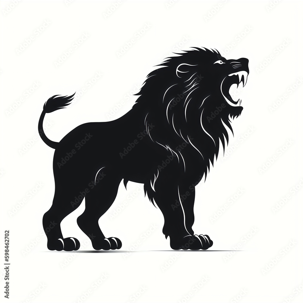 silhouette of lion isolated vector illustration on white background for animal logo, graphic icon, and modern home décor. perfect for wildlife and safari-themed designs. generative ai silhouette of lion isolated vector illustration on white background for animal logo, graphic icon, and modern home décor. perfect for wildlife and safari-themed designs. generative ai