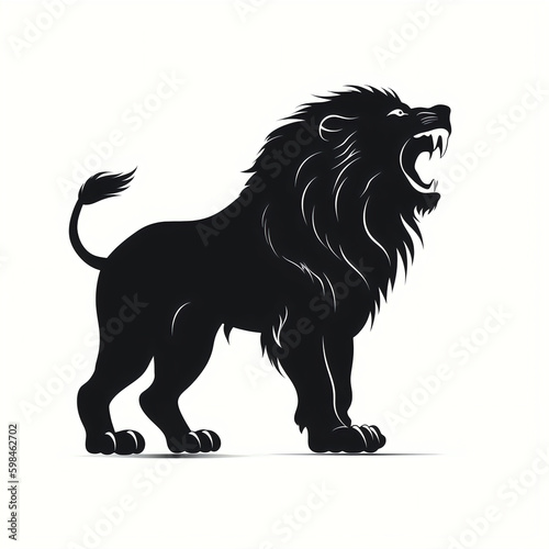 silhouette of lion isolated vector illustration on white background for animal logo  graphic icon  and modern home d  cor. perfect for wildlife and safari-themed designs. generative ai