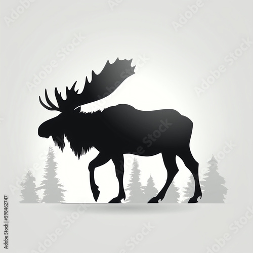 silhouette of moose isolated vector illustration on white background for animal logo  graphic icon  and modern home d  cor. perfect for wildlife and safari-themed designs. generative ai