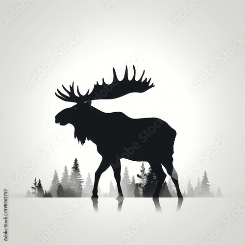 silhouette of moose isolated vector illustration on white background for animal logo  graphic icon  and modern home d  cor. perfect for wildlife and safari-themed designs. generative ai