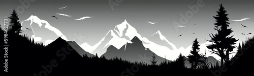 silhouette of mountains isolated vector illustration on white background for logo, graphic design, advertising, and marketing. generative ai