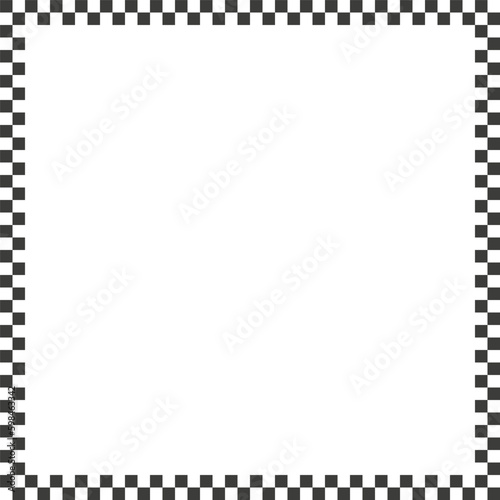 Black checkers frame. Photo frame. Vector illustration. 