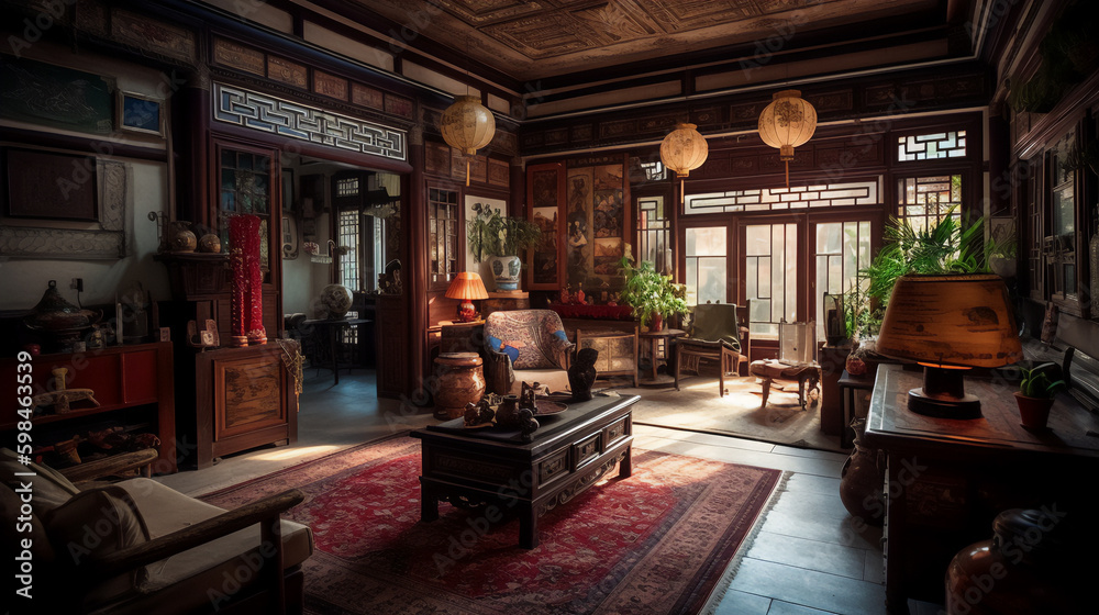 Chinese living room. Generative AI