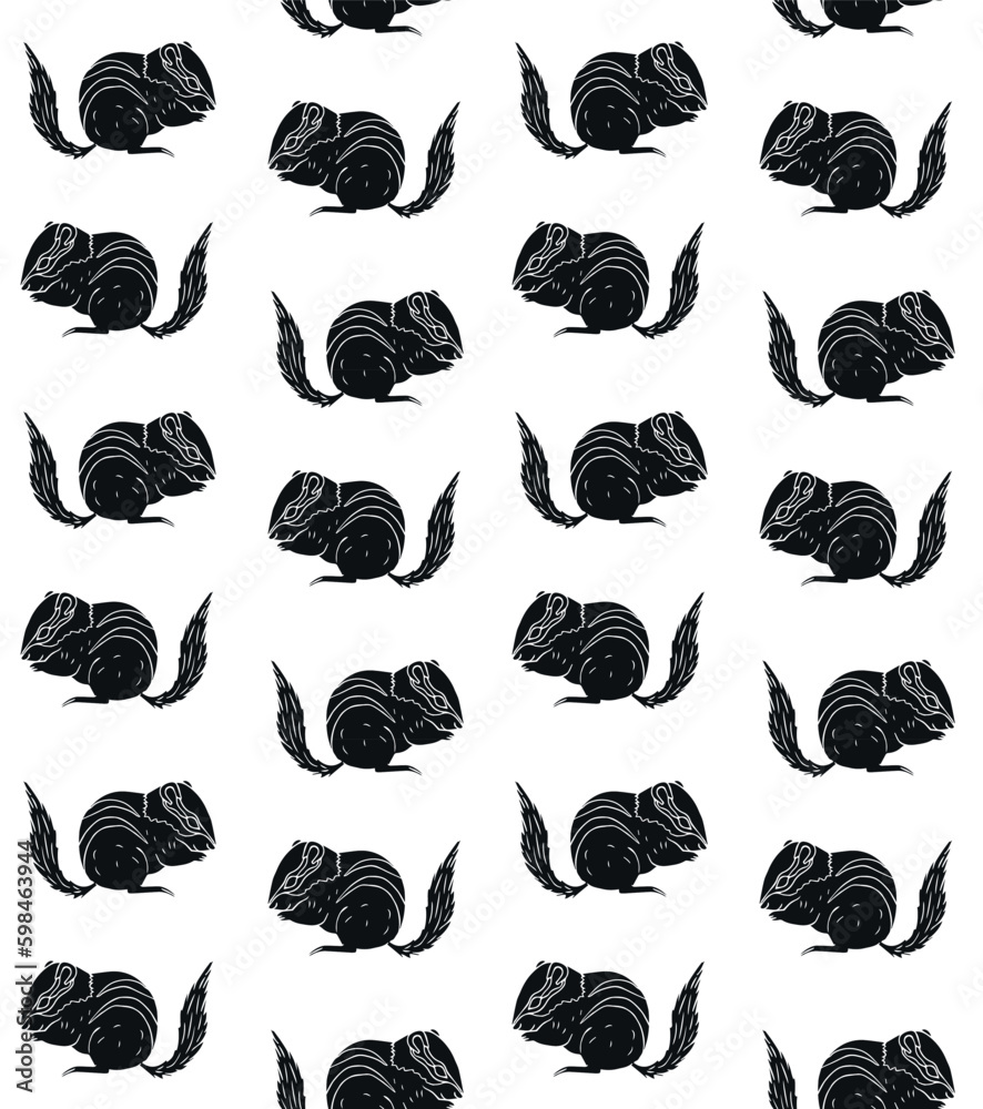 Vector seamless pattern of hand drawn doodle sketch black chipmunk isolated on white background