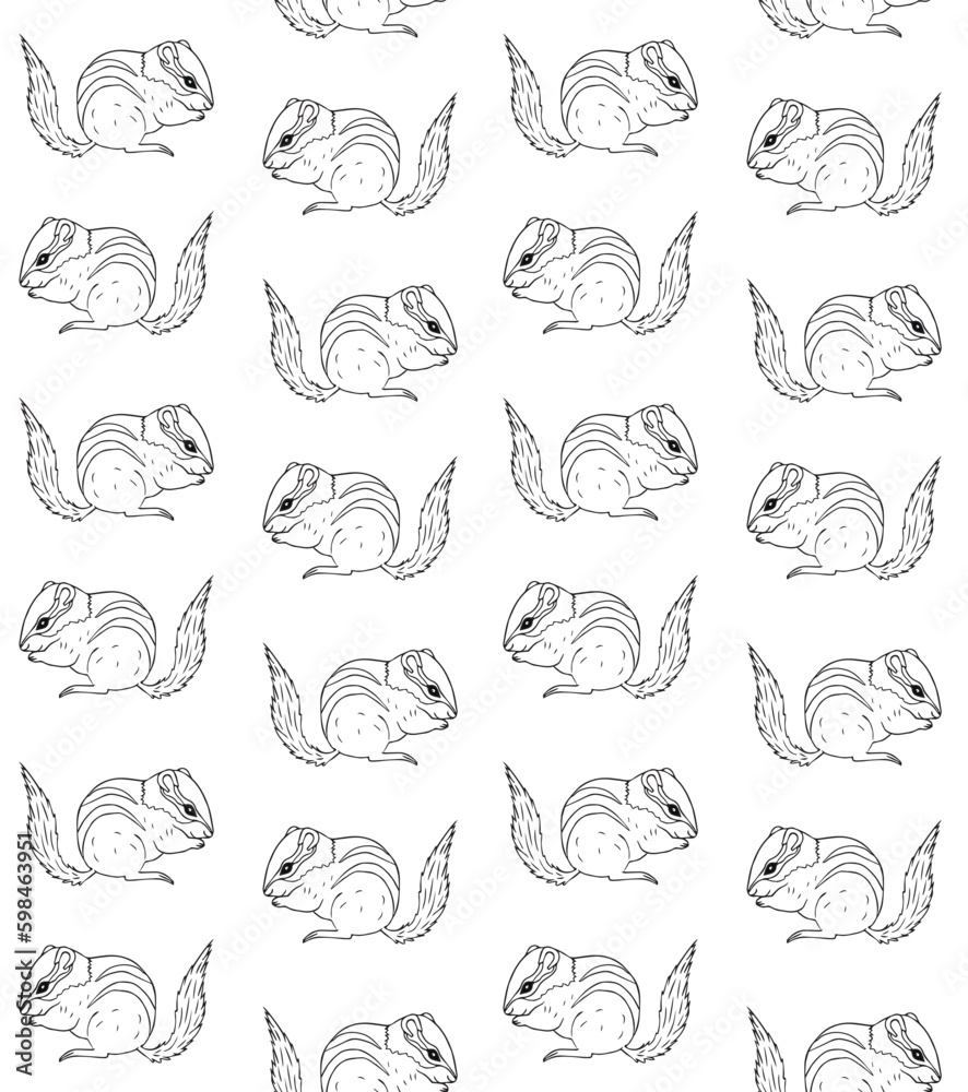 Vector seamless pattern of hand drawn doodle sketch chipmunk isolated on white background Vector seamless pattern of hand drawn doodle sketch chipmunk isolated on white background