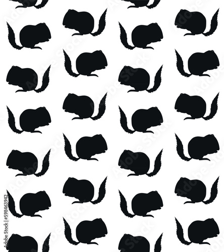 Vector seamless pattern of hand drawn chipmunk silhouette isolated on white background