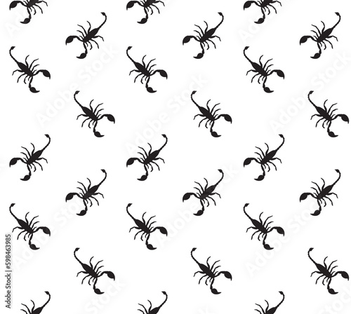 Vector seamless pattern of hand drawn scorpio silhouette isolated on white background © Sweta