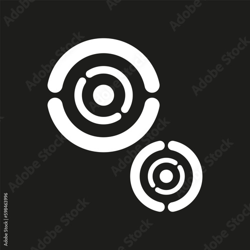 Abstract geometric icon with cross-hair like element for concentration, focus, alignment concepts. Vector illustration. 