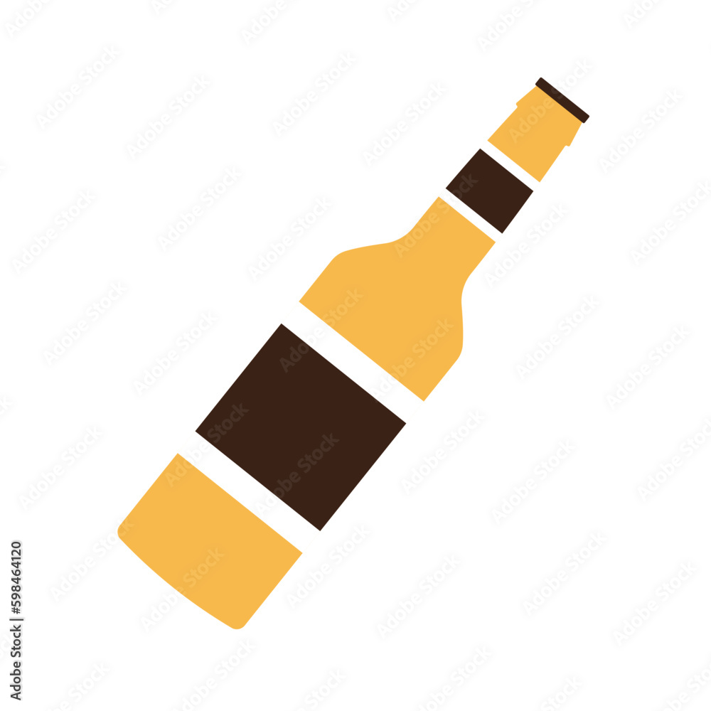Vector flat beer bottle isolated on white background Vector flat beer bottle isolated on white background