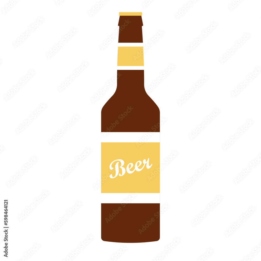 Vector flat beer bottle isolated on white background Vector flat beer bottle isolated on white background