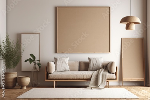 Brown Living Room Interior - Cozy   Elegant Home Decor Created with Generative AI