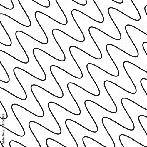Wavy, waving, criss-cross, zig-zag lines seamless pattern, background . Vector illustration. 