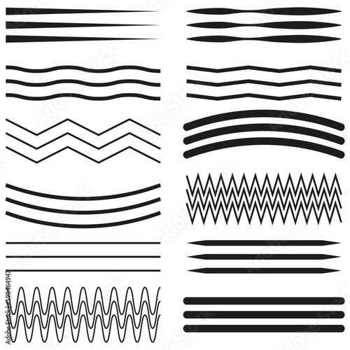 lines marker by hand. underline, emphasis set. Vector illustration. 