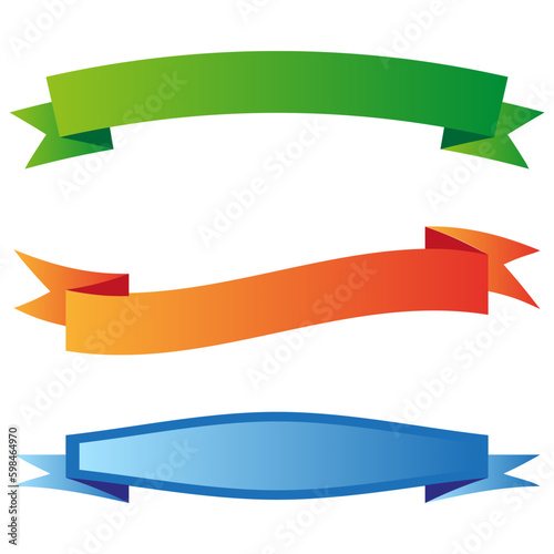 Banner, plaque or tag, label shape. Oblong, long rectangular banner, ribbon as promotion element. Vector illustration. 