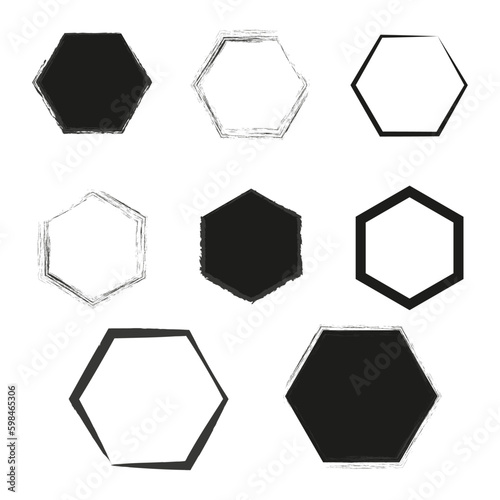 Brush hexagons. Brush texture. Vector illustration.