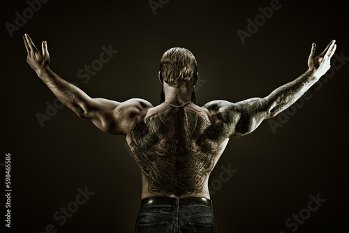 tattooed strong man