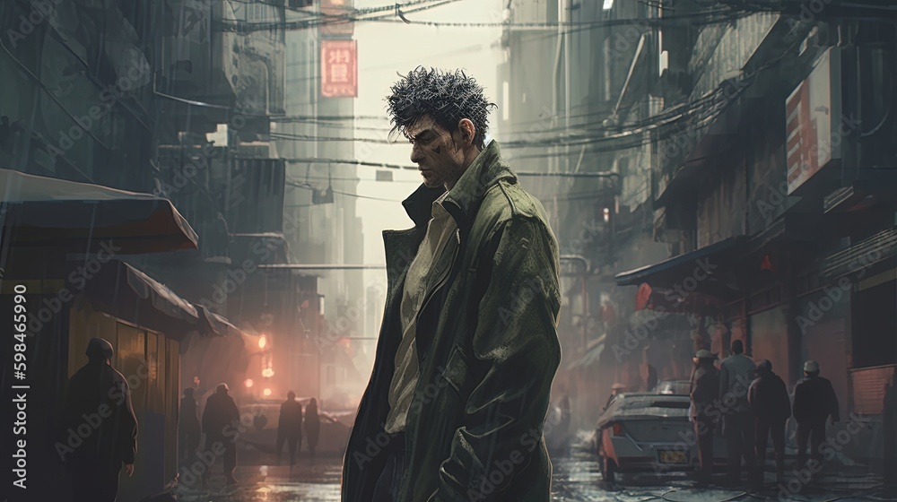 cyberpunk gang leader, digital art illustration, Generative AI cyberpunk gang leader, digital art illustration, Generative AI