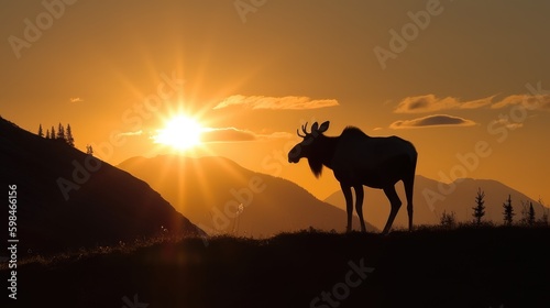 silhouette of a moose in Alaska © O-Foto