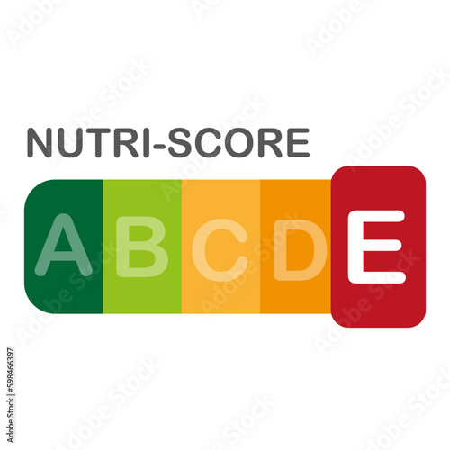 Nutri-Score official label. E score. Vector illustration. 