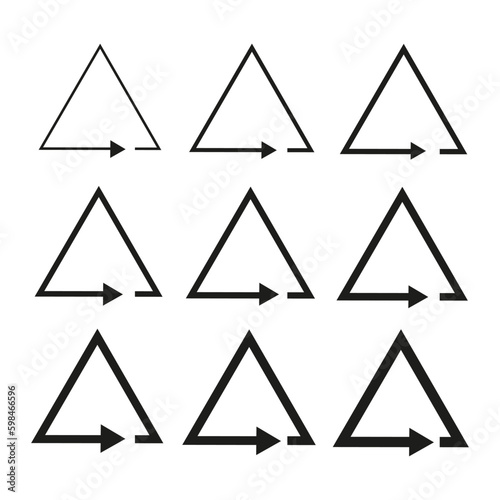 Triangles arrows in flat style. Vector illustration.