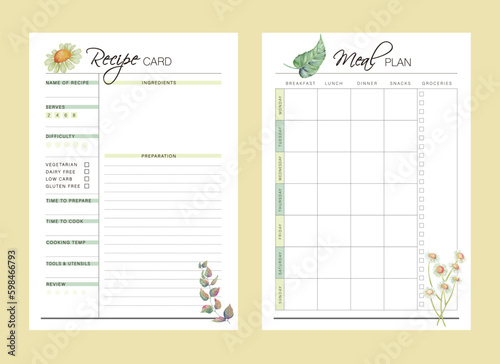 Recipe Card and Meal Plan. 