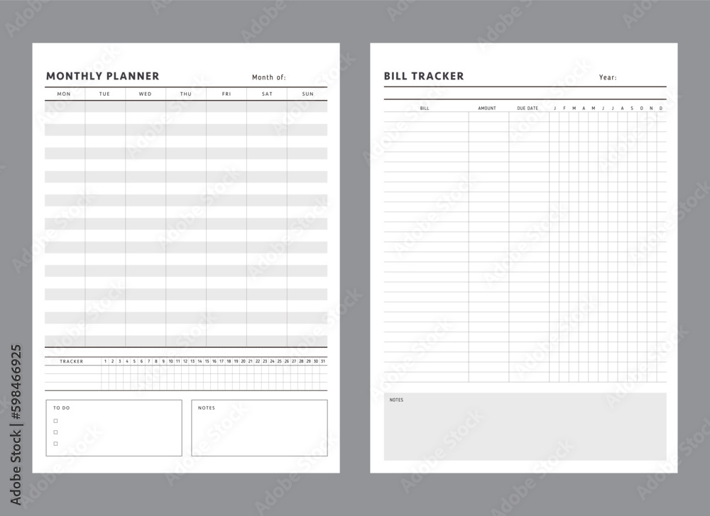 Monthly and Bill Tracker Planner. Monthly and Bill Tracker Planner.