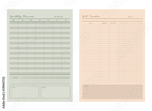 Bill tracker Monthly Planner. (Spring) 