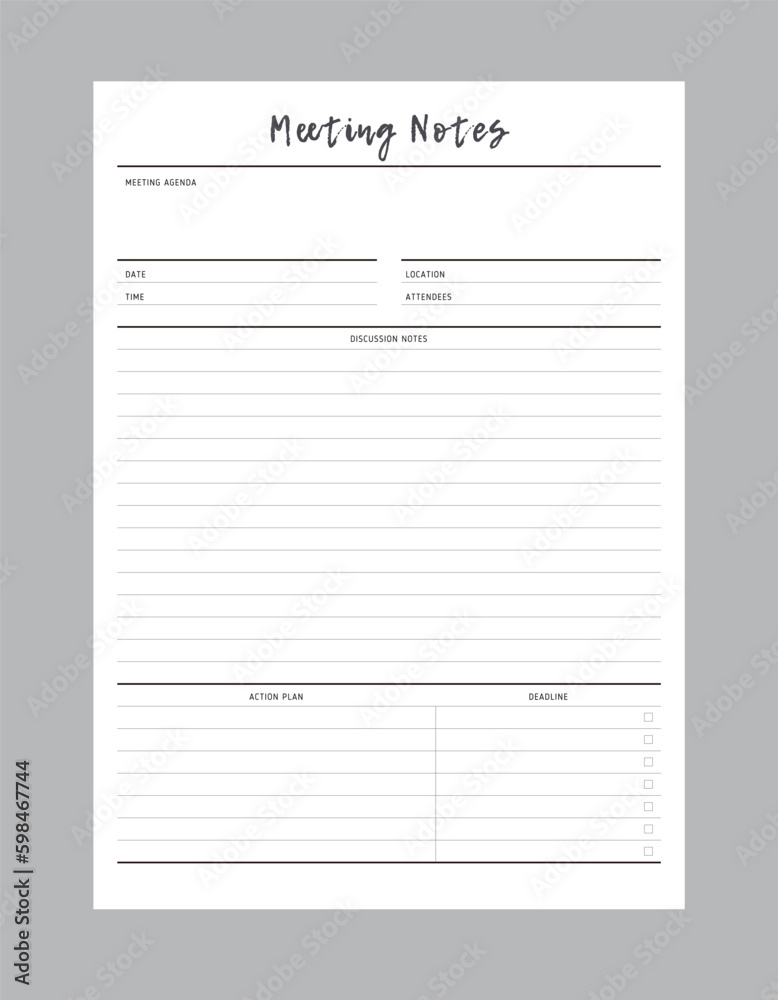Meeting Notes Planner. Meeting Notes Planner.