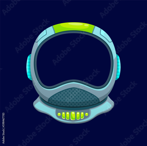 Funny photo booth kids space helmet. Vector cartoon space astronaut or cosmonaut props element or masks with hole, spaceman item