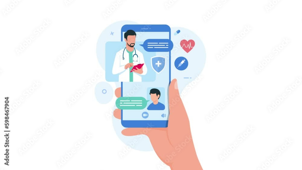 Doctor and patients. Online doctor consultation animation explainer. 4k Video